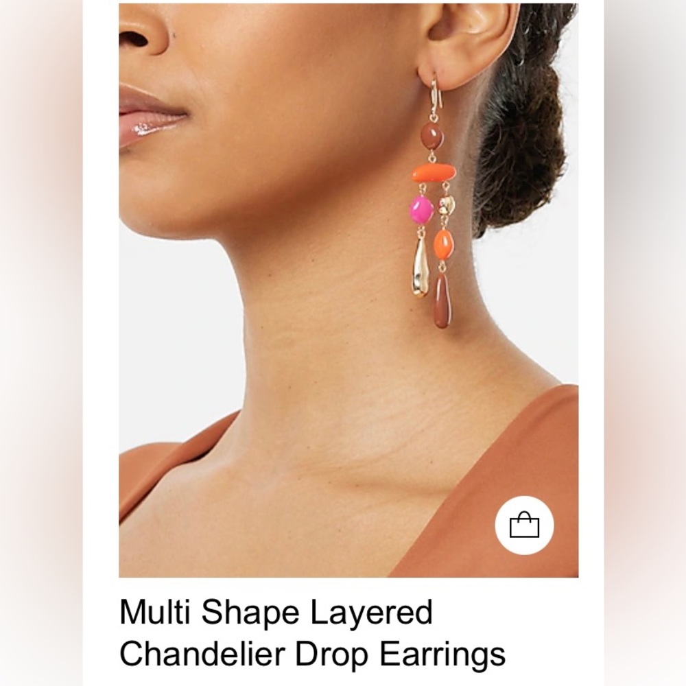 Express Multi Shape Layered Chandelier Drop Earri… - image 8
